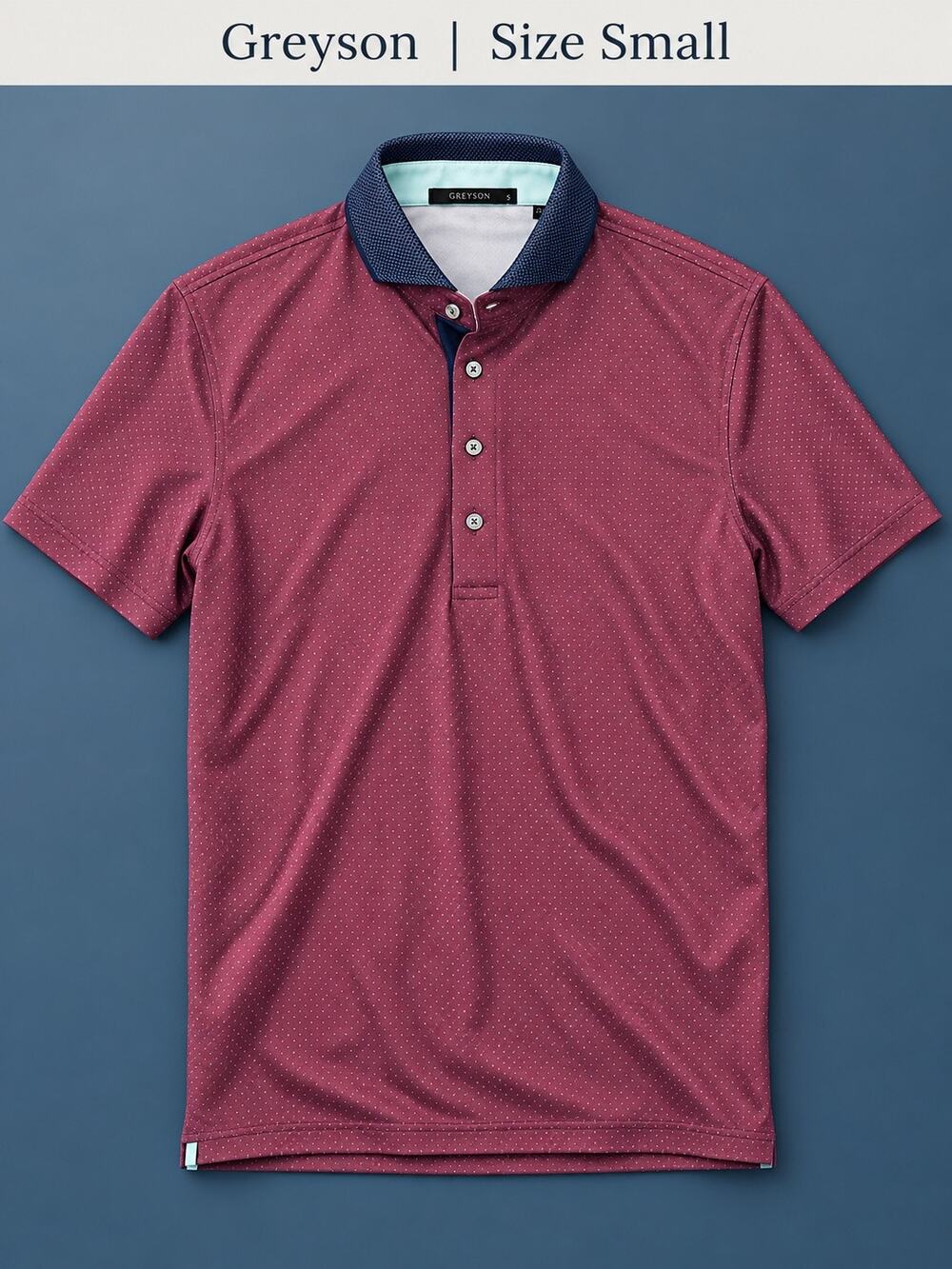 Greyson Polo Men’s Small Burgundy Micro Dot Performance Golf Shirt NWOT
